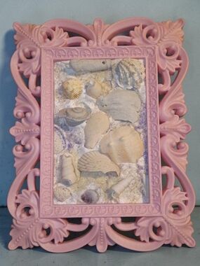 Ornate Pink Shell Shadow Box Frame - Home Accent
